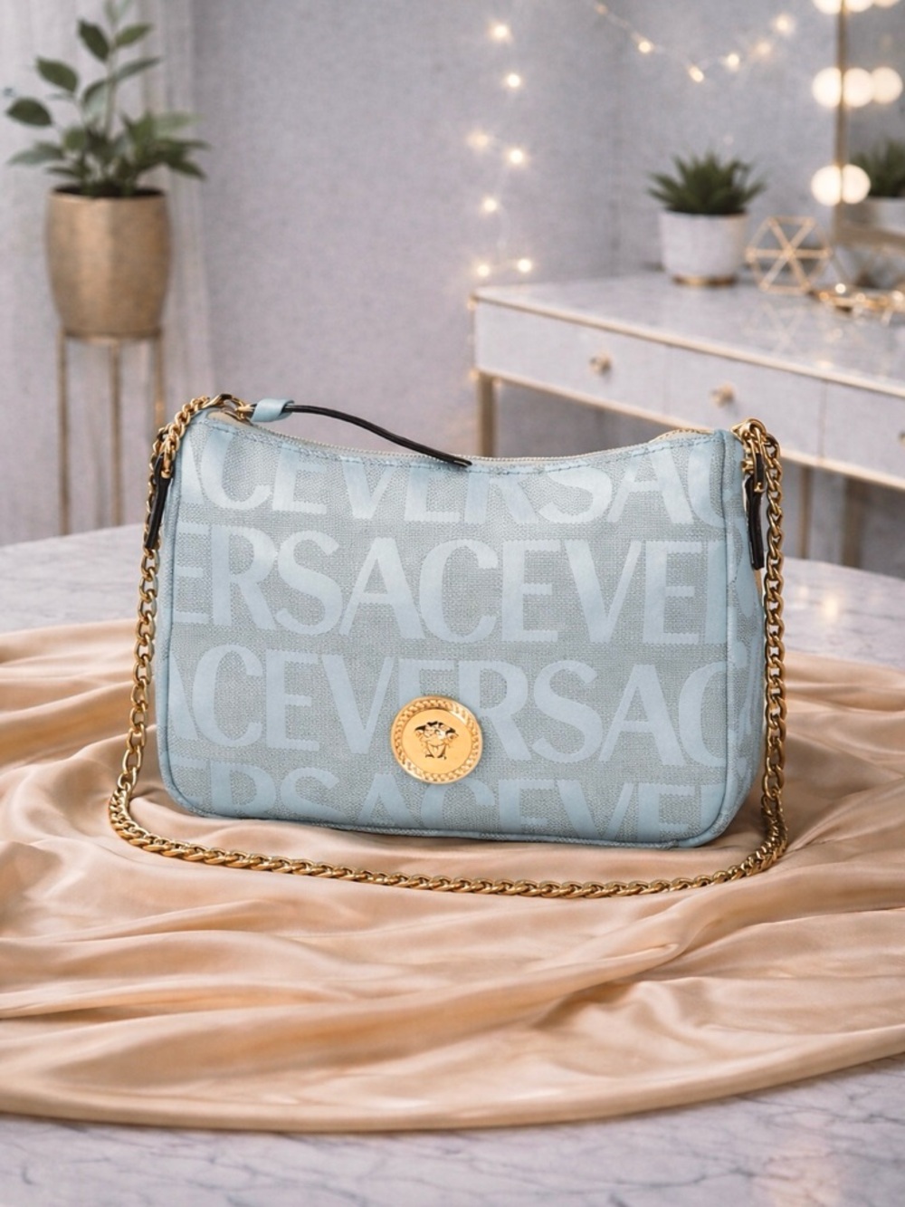 Versace Logo Convertible Crossbody Bag NWT